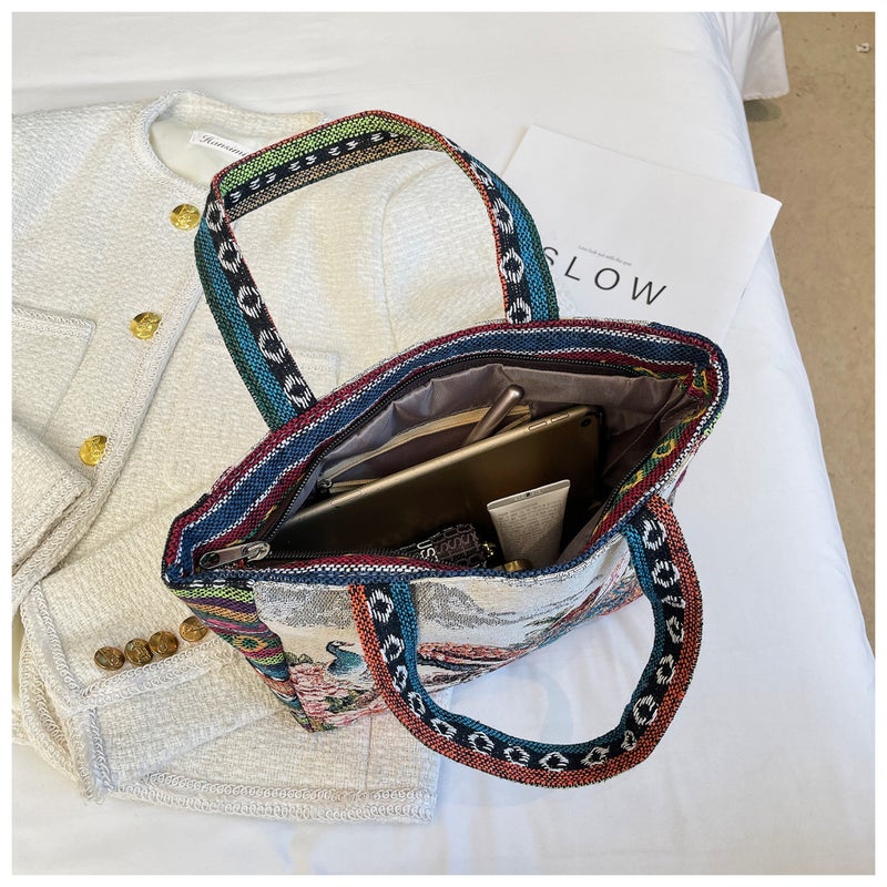 New Fashion Women'S Handbag Famous Ethnic Style Outgoing Handbag Large Capacity Mother Bag Lightweight Korean Style Small Cloth Bag - Image 4
